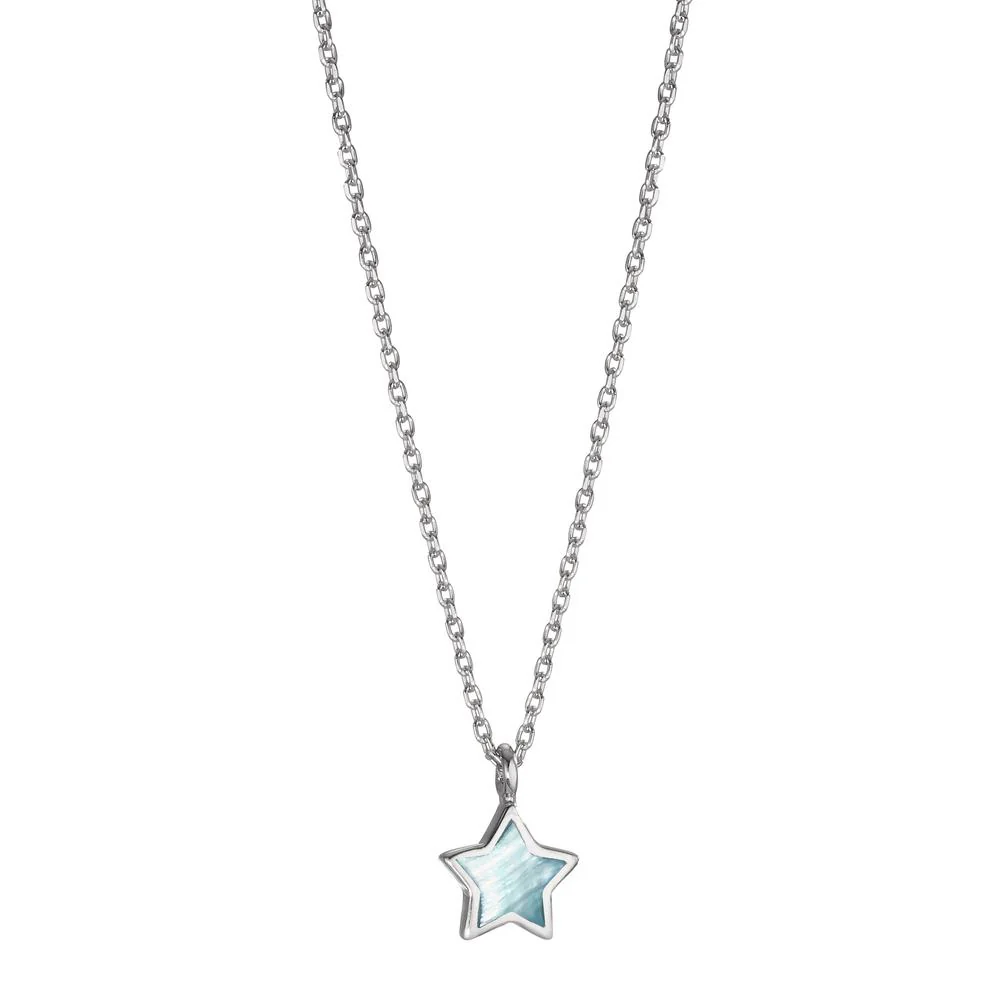 Collana Argento rodiato Madreperla blu Stella 40-42 cm Ø7.5 mm