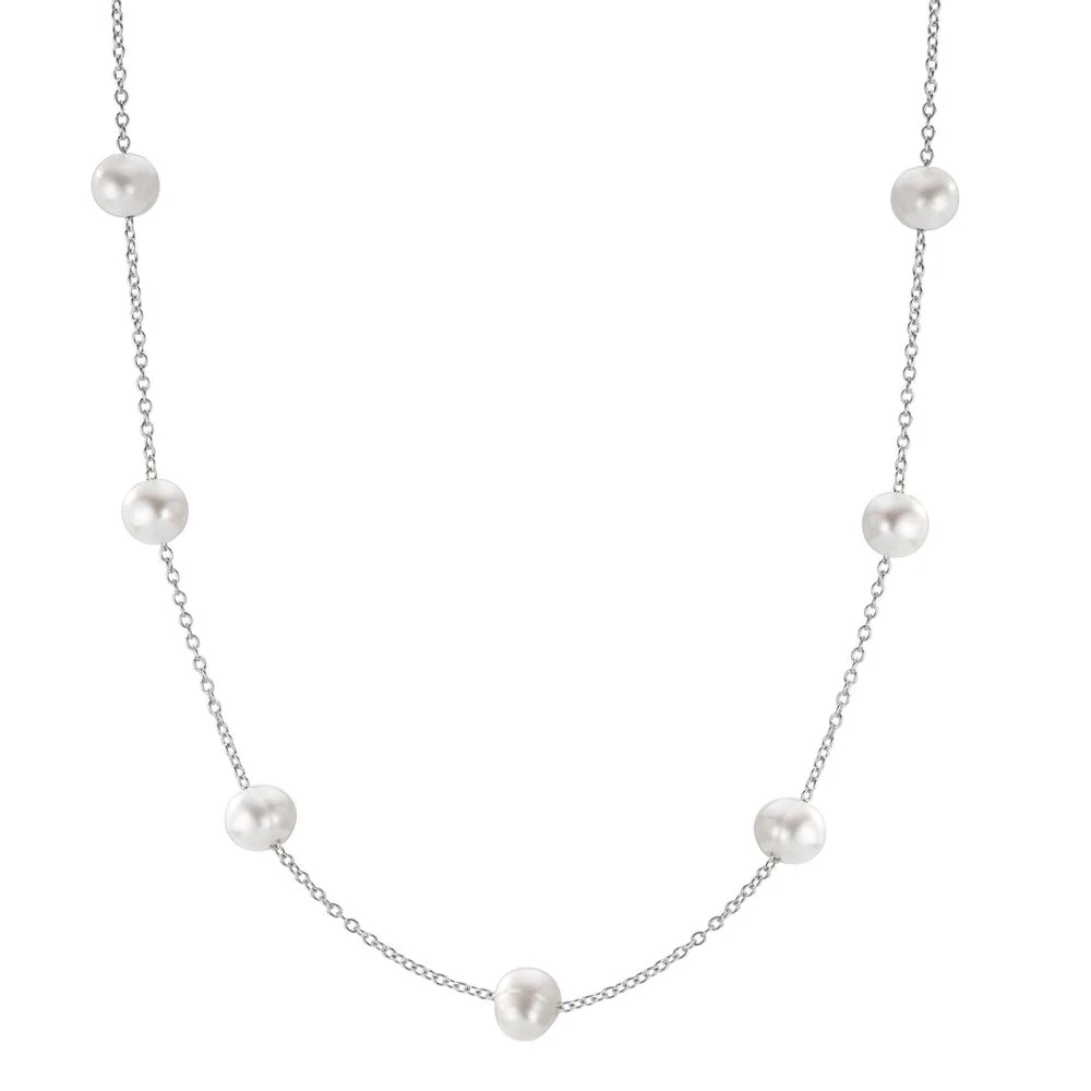 Collana Argento rodiato Perla coltivata d'acqua dolce, 13 Perla 6-6.5 mm 42 cm