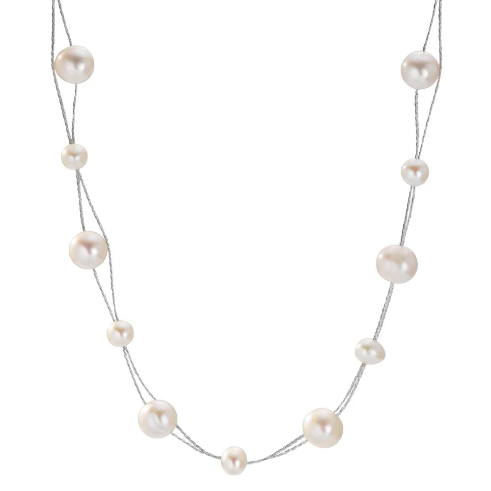 Collana Argento rodiato Perla coltivata d'acqua dolce, 23 Perla 5-9 mm 42 cm