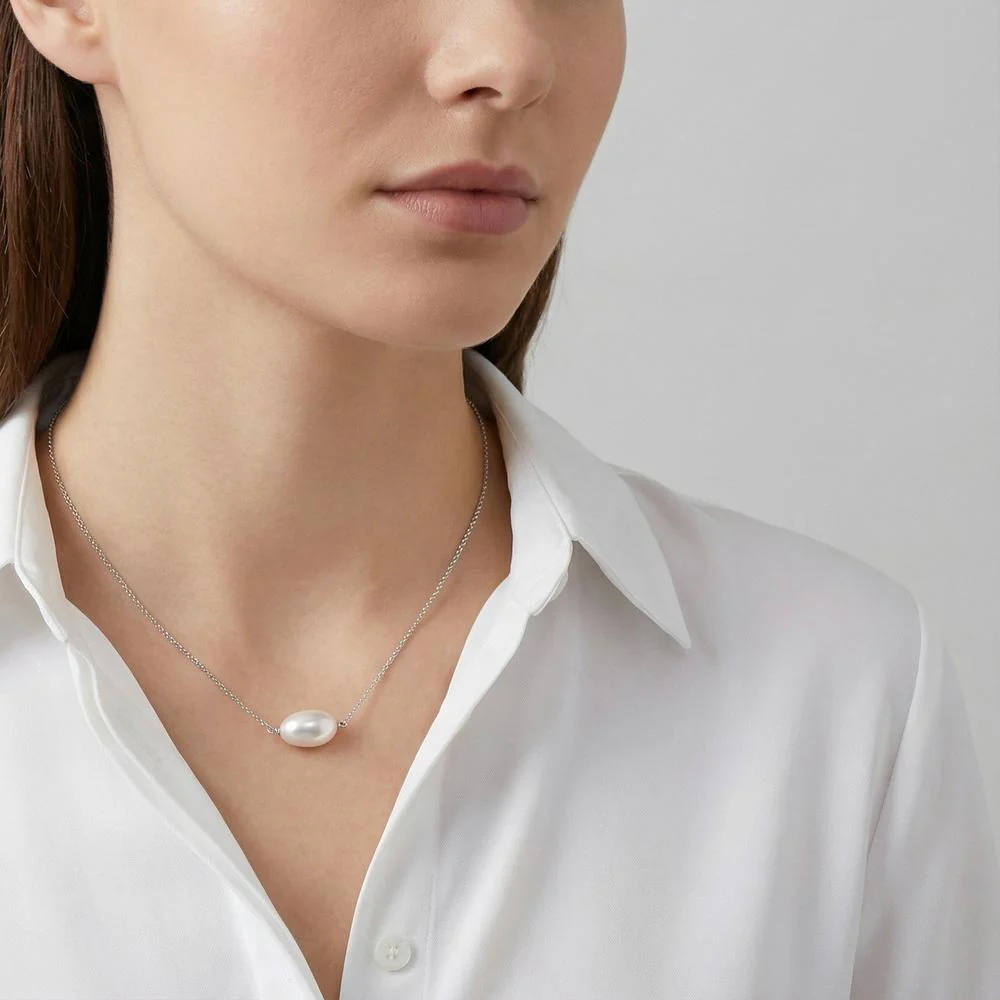 Collana Argento rodiato Perla coltivata d'acqua dolce 40-43 cm - Image 3