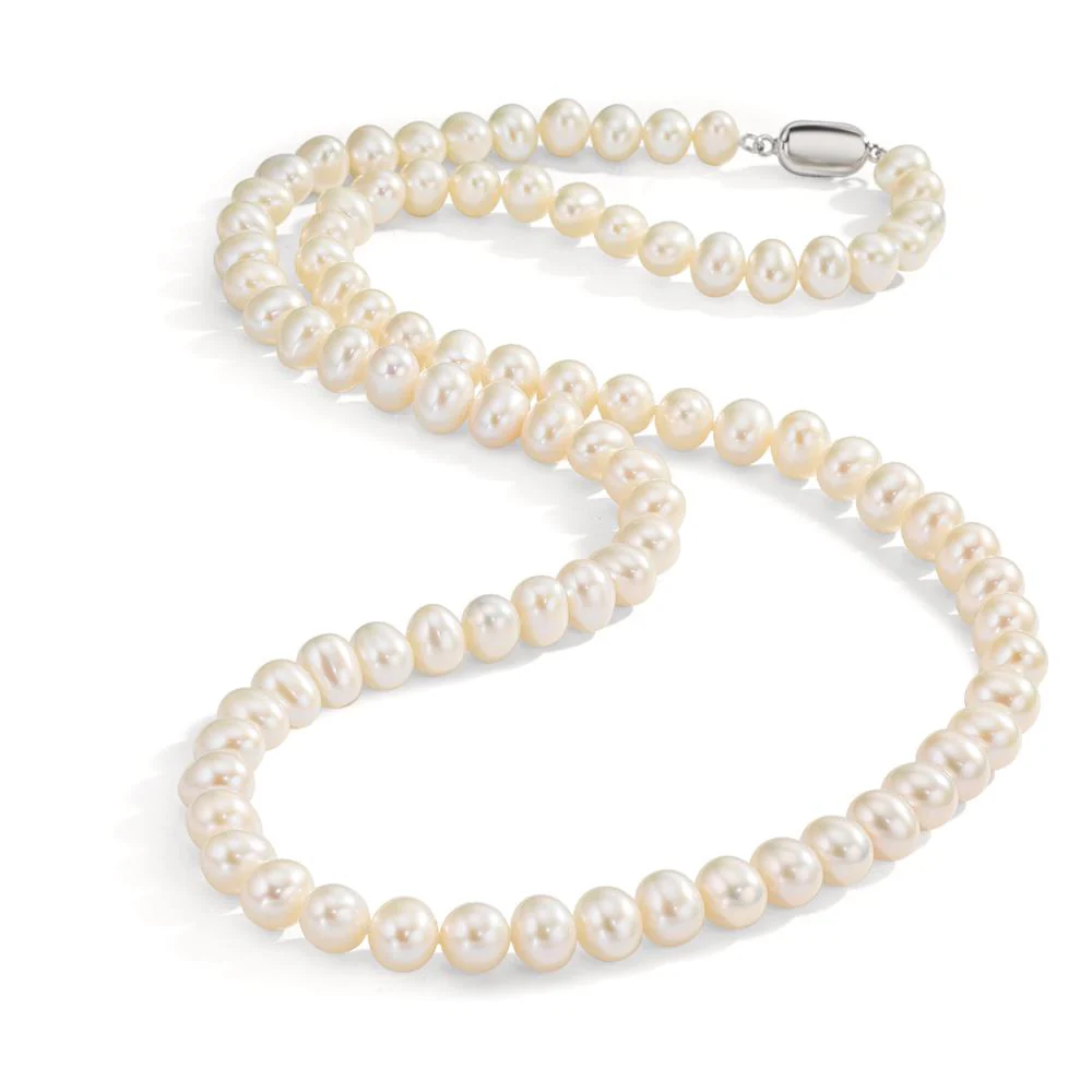 Collana Argento rodiato Perla coltivata d'acqua dolce 6.5-7.5 mm 60 cm - Image 2