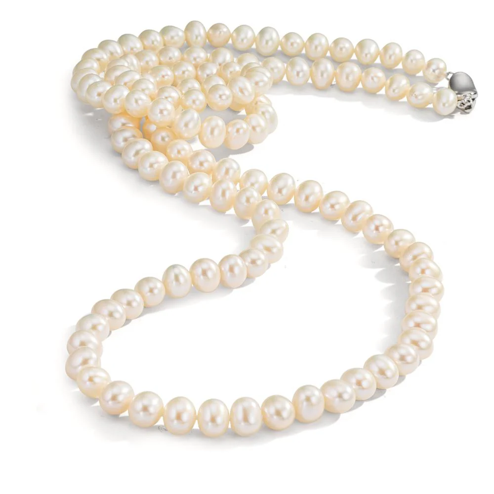 Collana Argento rodiato Perla coltivata d'acqua dolce 6.5-7.5 mm 80 cm - Image 2