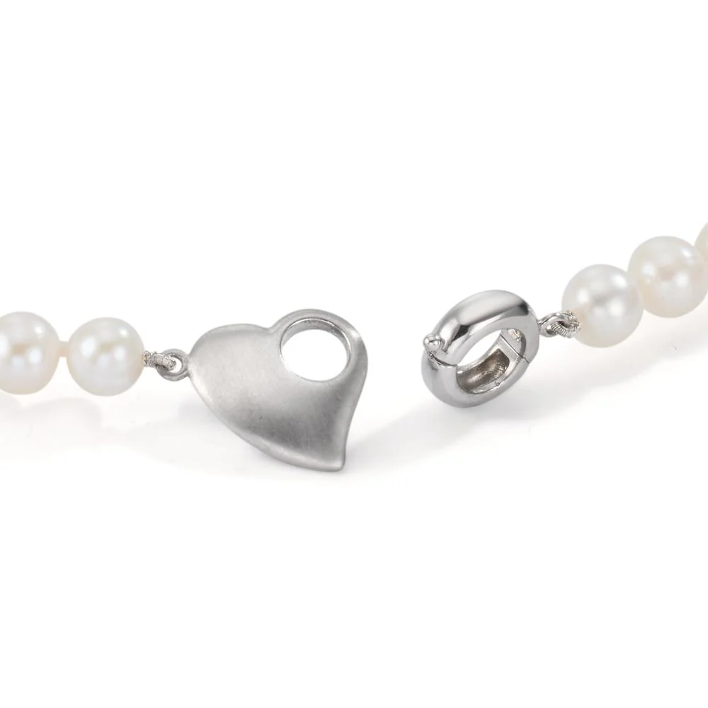 Collana Argento rodiato Perla coltivata d'acqua dolce 6-7 mm Cuore 42 cm - Image 3