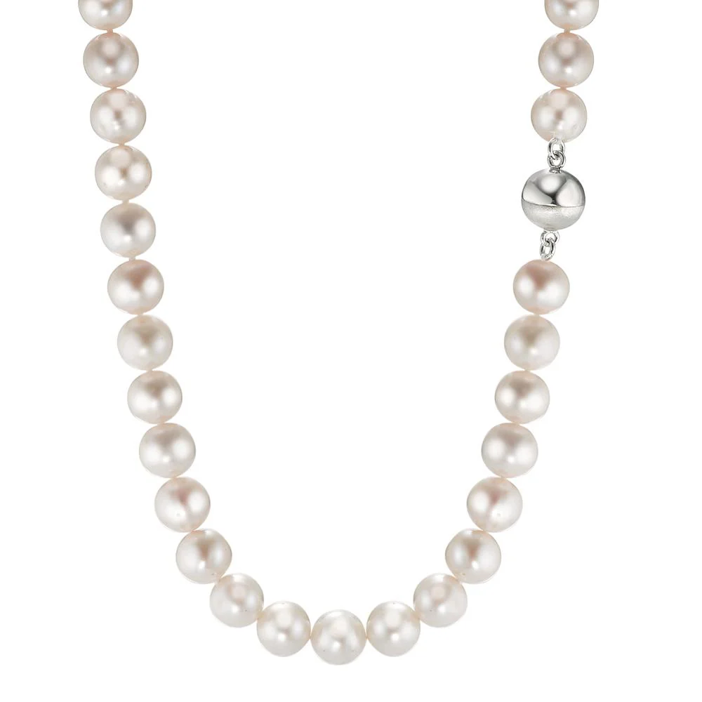 Collana Argento rodiato Perla coltivata d'acqua dolce, 8.5 mm 50 cm