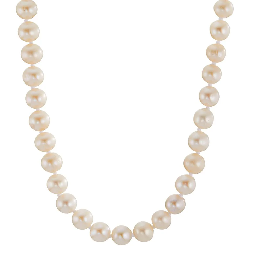 Collana Argento rodiato Perla coltivata d'acqua dolce bianco 7-7.5 mm 45 cm
