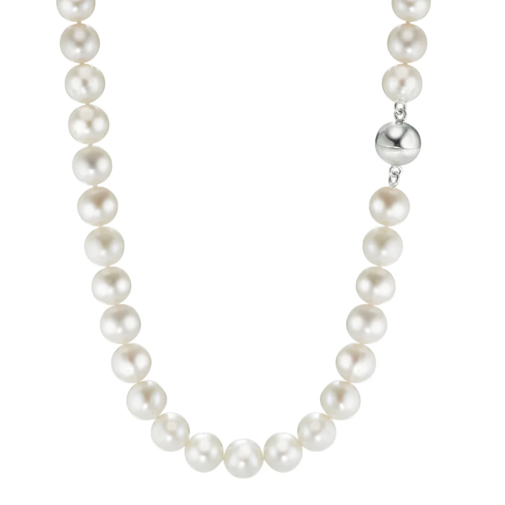 Collana Argento rodiato Perla coltivata d'acqua dolce bianco, 8.5 mm 45 cm