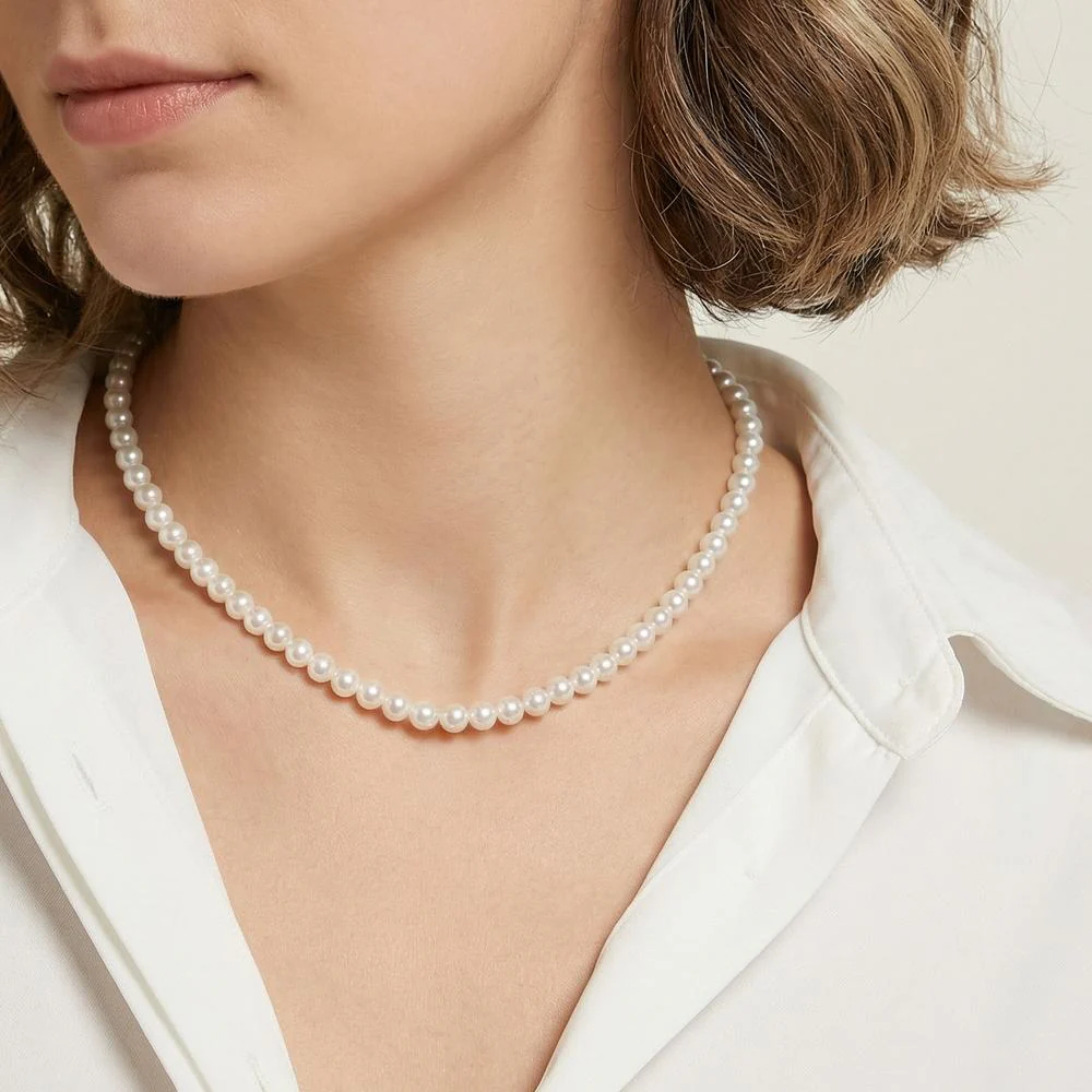 Collana Argento rodiato Perla coltivata d'acqua dolce [Rund] 3.5-4 mm 40-45 cm - Image 3
