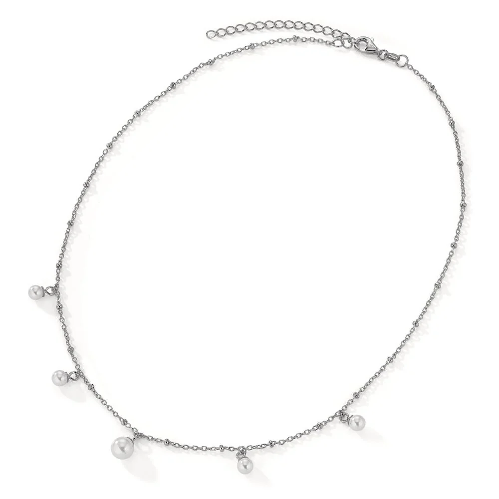 Collana Argento rodiato [shining Pearls] bianco, 5 Perla 4.5-6.5 mm 40-45 cm - Image 2