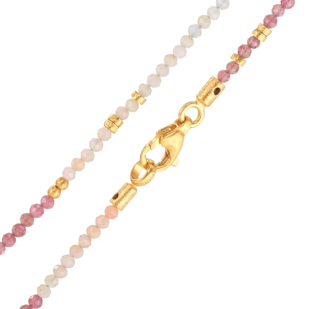 Collana Argento Tormalina rosa, Opale giallo dorato 42 cm - Image 2