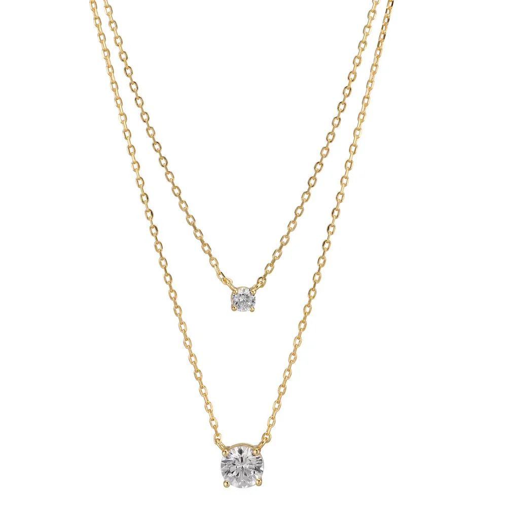 Collana Argento Zirconia 2 pietra giallo dorato 40-45 cm