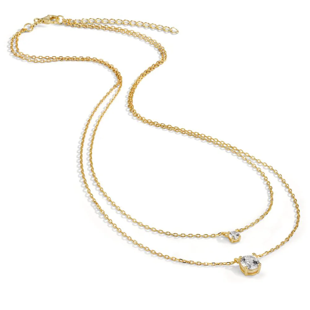 Collana Argento Zirconia 2 pietra giallo dorato 40-45 cm - Image 2