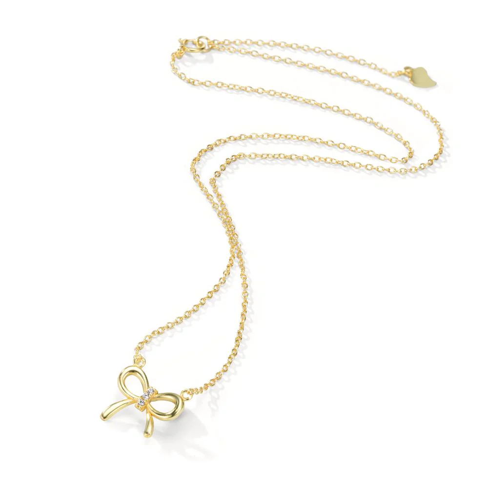 Collana Argento Zirconia 3 pietra giallo dorato Maglia 38-42 cm - Image 2