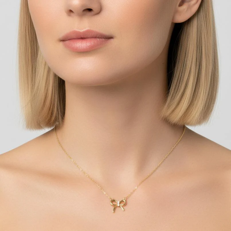 Collana Argento Zirconia 3 pietra giallo dorato Maglia 38-42 cm - Image 3