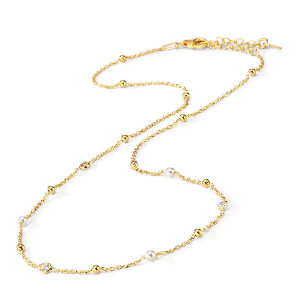 Collana Argento Zirconia 3 pietra giallo dorato [shining Pearls], 3 Perla, 3 mm 38-42 cm - Image 2