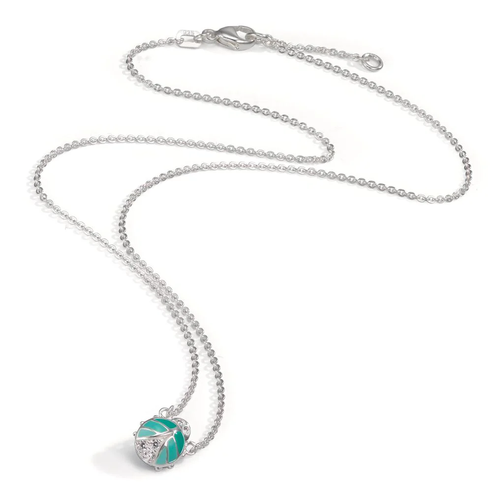 Collana Argento Zirconia 3 pietra smaltato Coccinella 36-38 cm - Image 2
