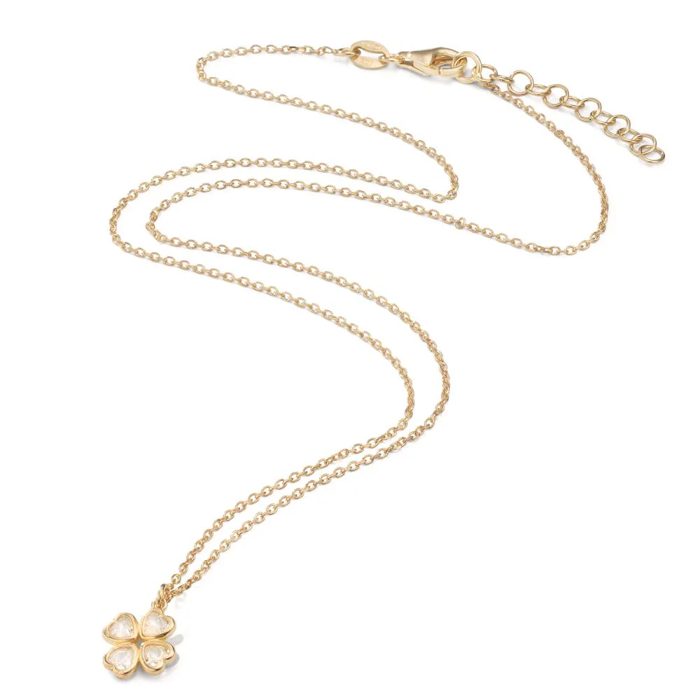 Collana Argento Zirconia 4 pietra giallo dorato Trifoglio 42-45 cm - Image 2