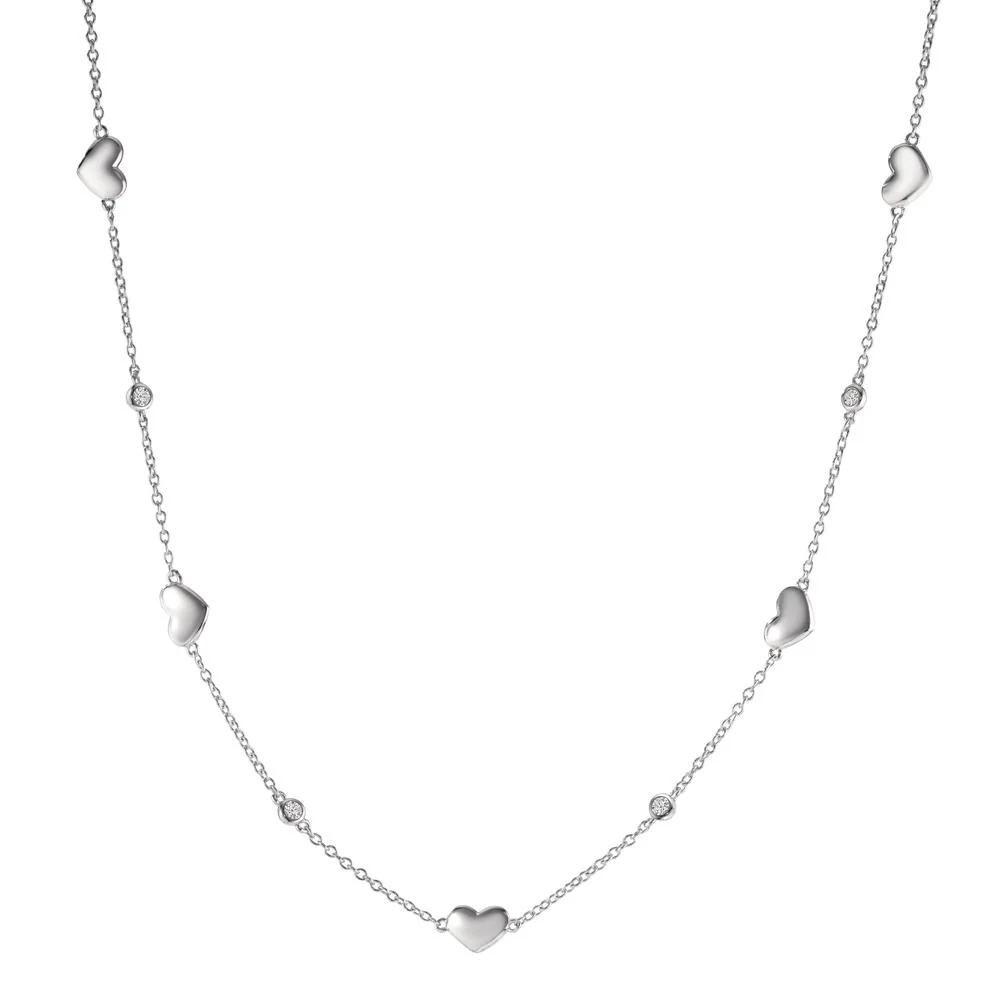 Collana Argento Zirconia 4 pietra rodiato Cuore 40-43 cm