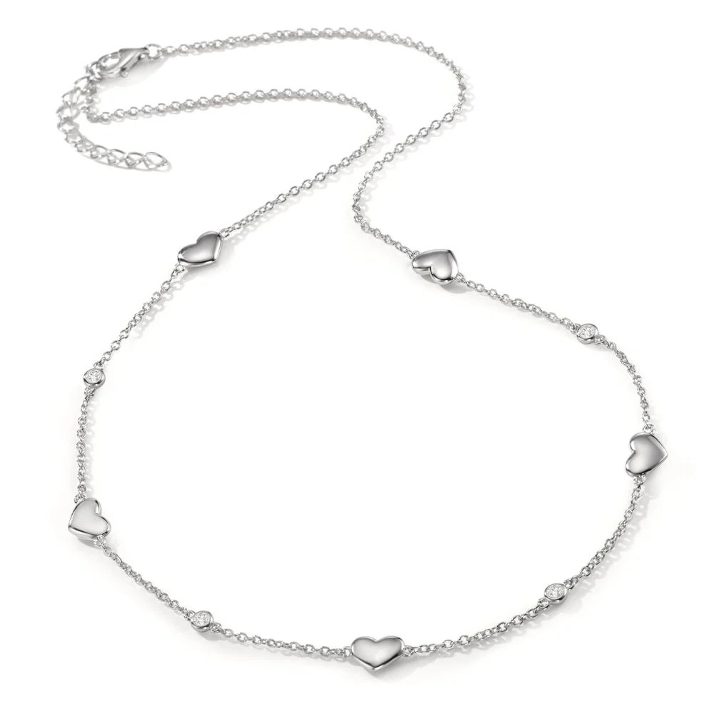 Collana Argento Zirconia 4 pietra rodiato Cuore 40-43 cm - Image 2