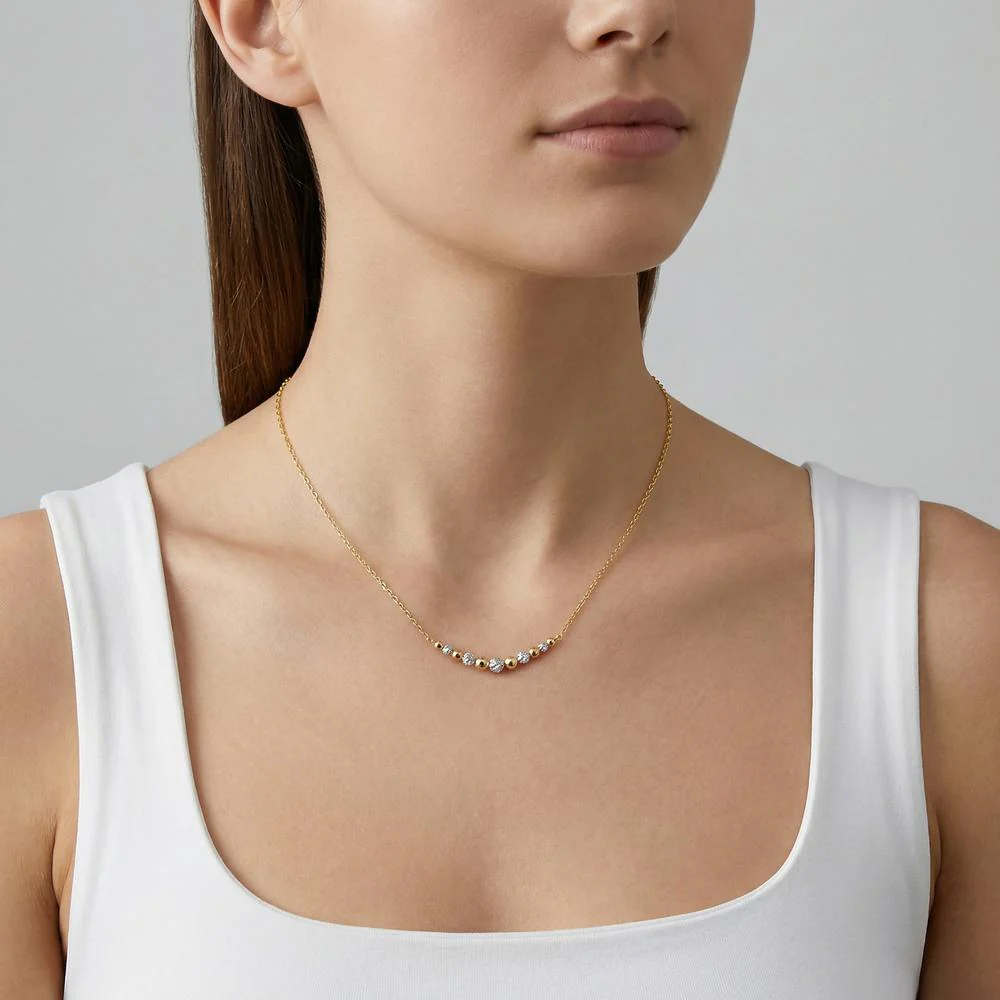 Collana Argento Zirconia 5 pietra giallo dorato 40-45 cm - Image 3