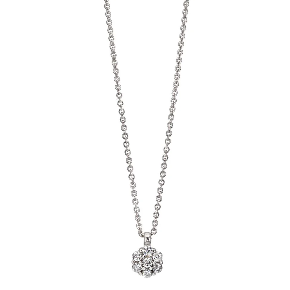 Collana Argento Zirconia 7 pietra rodiato Fiore 38 cm