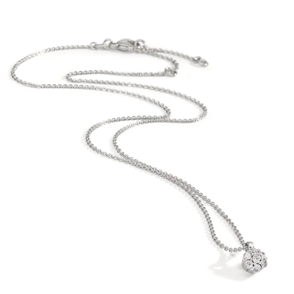 Collana Argento Zirconia 7 pietra rodiato Fiore 38 cm - Image 2