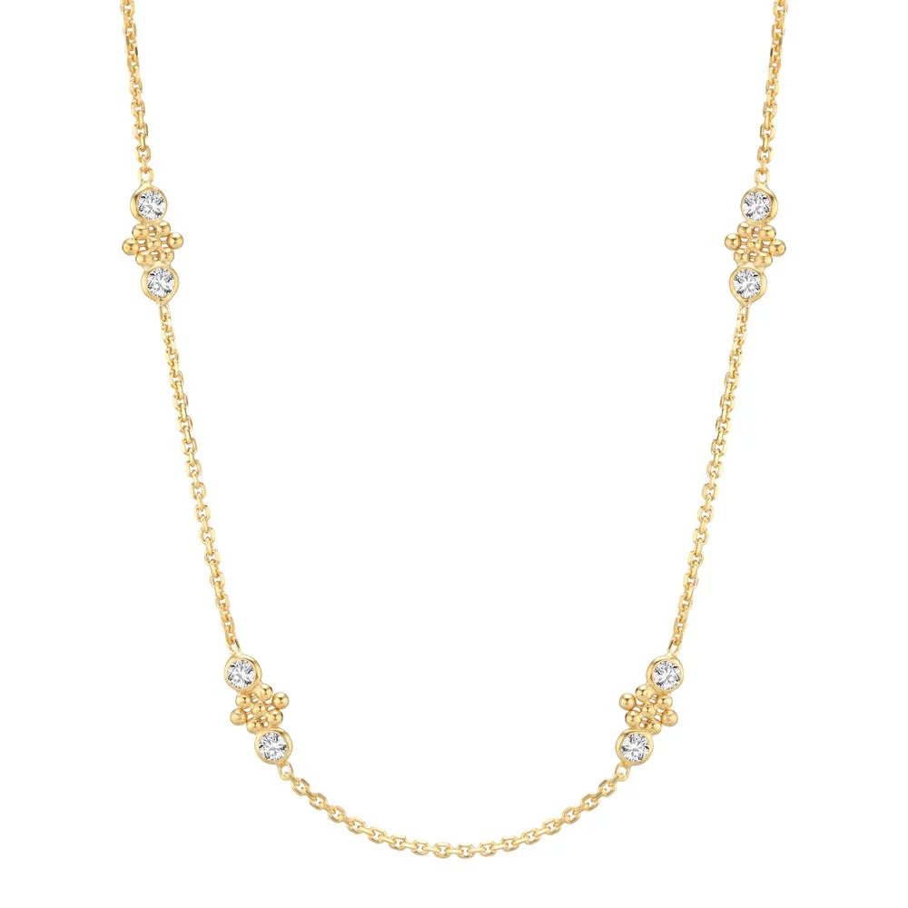 Collana Argento Zirconia 8 pietra giallo dorato 40-44 cm