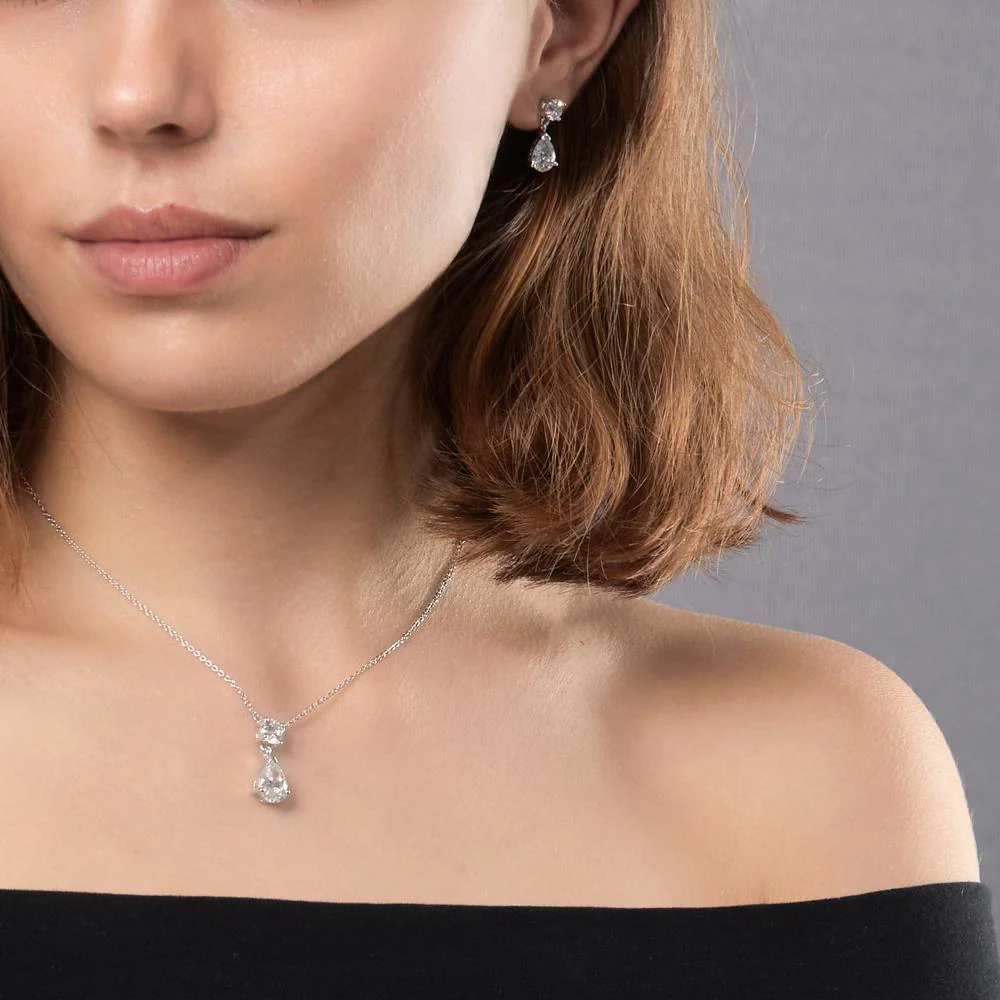 Orecchini Argento Zirconia rodiato - Image 3