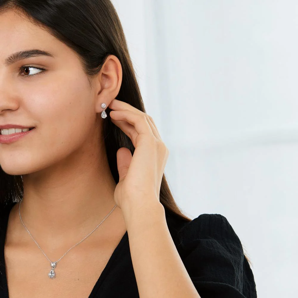 Orecchini Argento Zirconia rodiato - Image 4