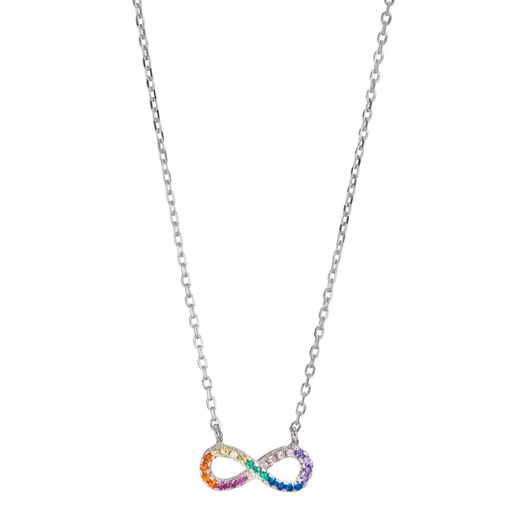 Collana Argento Zirconia colorato rodiato Infinito 42-45 cm