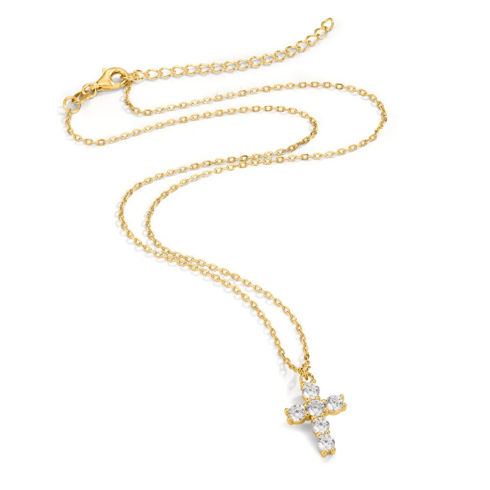 Collana Argento Zirconia giallo dorato Croce 40-45 cm - Image 2