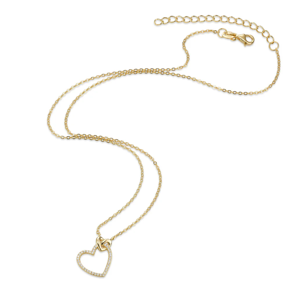 Collana Argento Zirconia giallo dorato Cuore 40-45 cm - Image 2