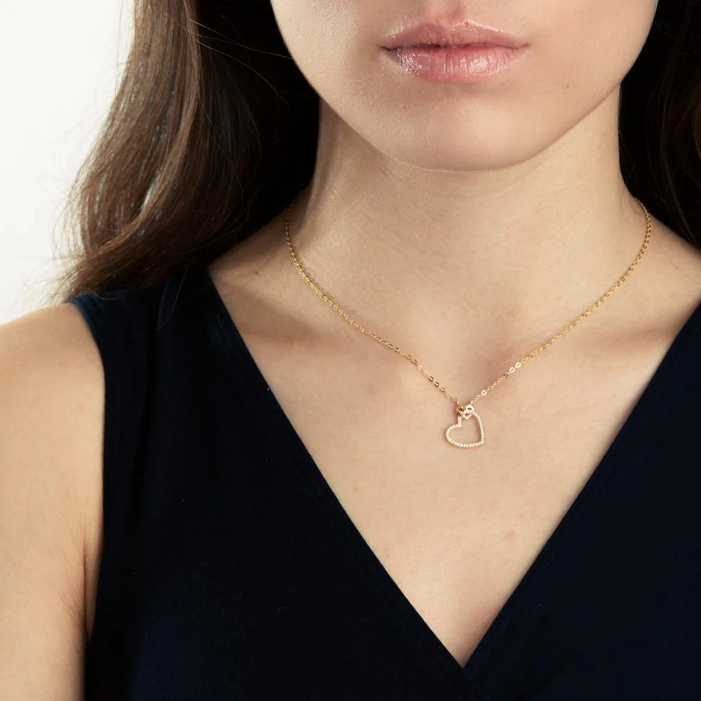 Collana Argento Zirconia giallo dorato Cuore 40-45 cm - Image 3