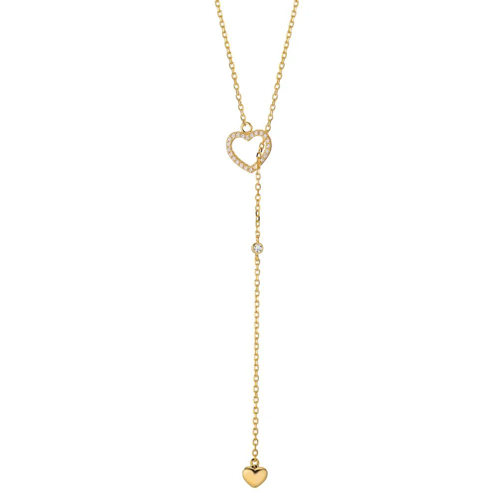 Collana Argento Zirconia giallo dorato Cuore 40-45 cm