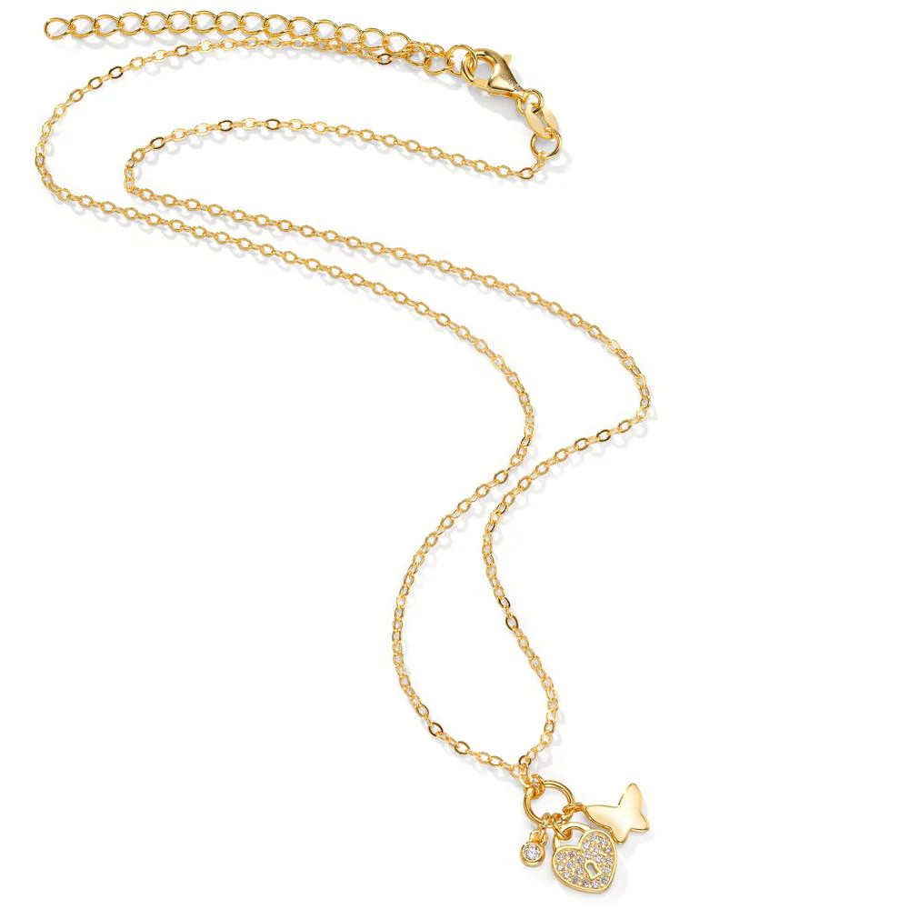 Collana Argento Zirconia giallo dorato Cuore 40-45 cm - Image 2