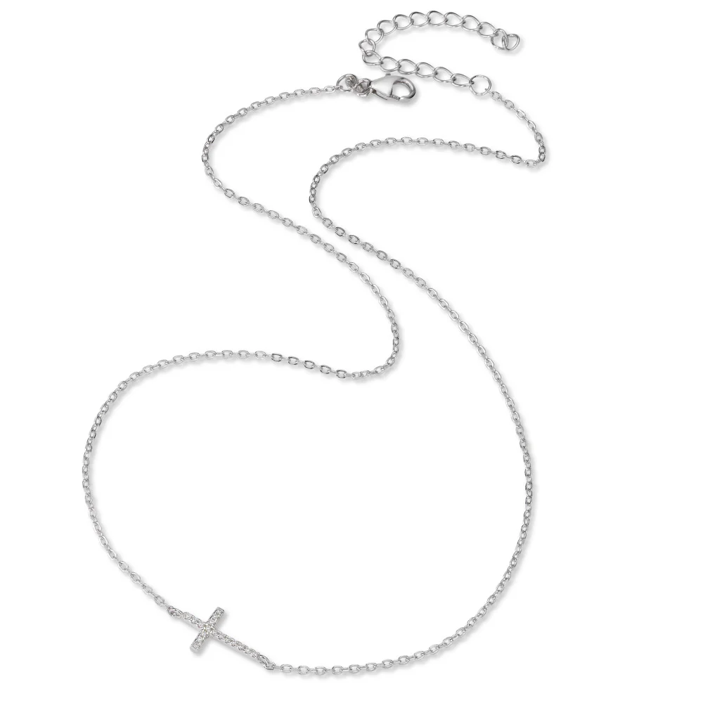 Collana Argento Zirconia rodiato Croce 40-45 cm - Image 2