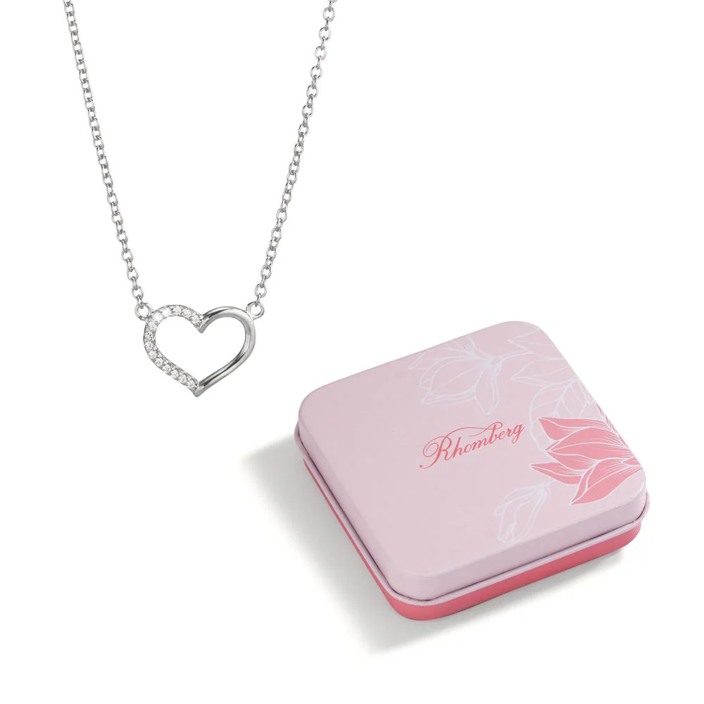 Collana Argento Zirconia rodiato Cuore 38-42 cm