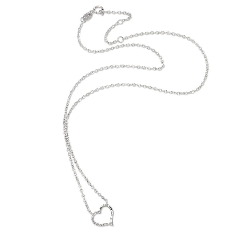 Collana Argento Zirconia rodiato Cuore 38-42 cm - Image 3