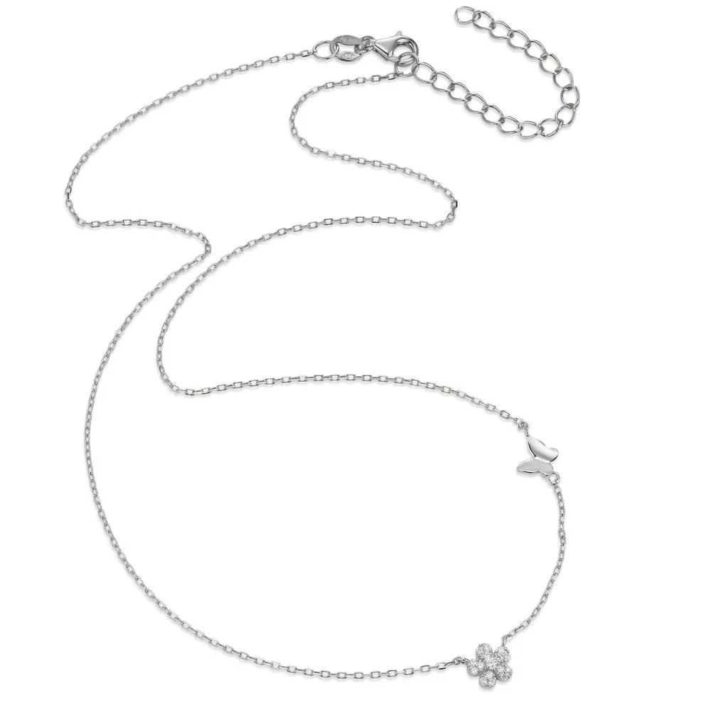 Collana Argento Zirconia rodiato Fiore 40-45 cm - Image 2