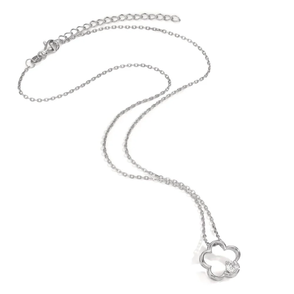 Collana Argento Zirconia rodiato Fiore 40-45 cm Ø14 mm - Image 2