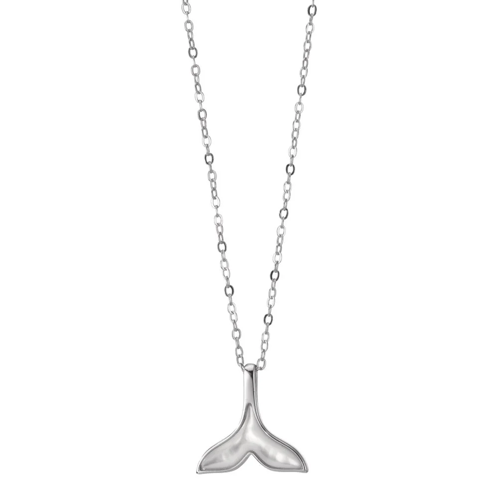 Collana Argento Zirconia rodiato Madreperla Balena 38-42 cm
