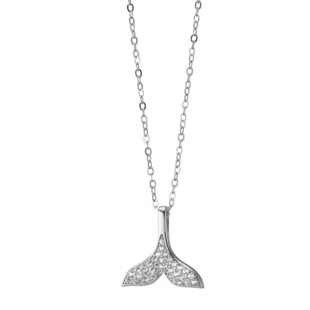 Collana Argento Zirconia rodiato Madreperla Balena 38-42 cm - Image 3