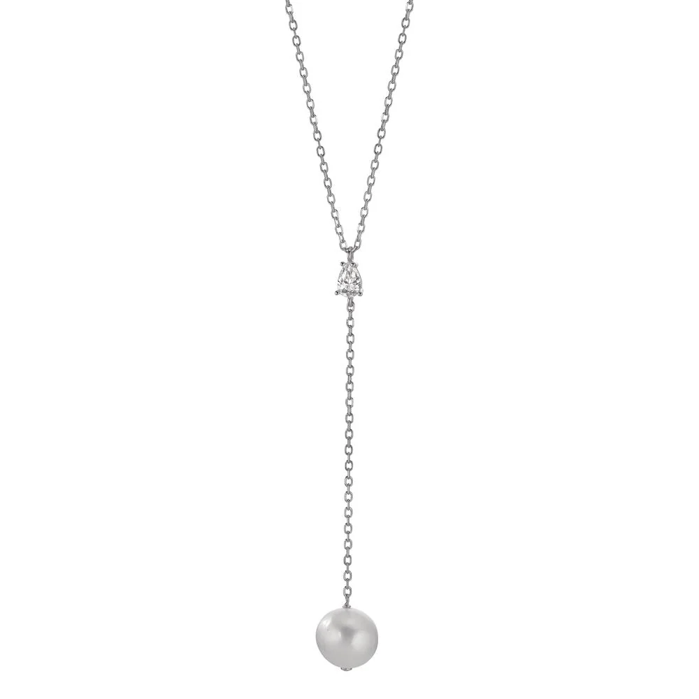 Collana Argento Zirconia rodiato Perla coltivata d'acqua dolce bianco, 11 mm 40-45 cm