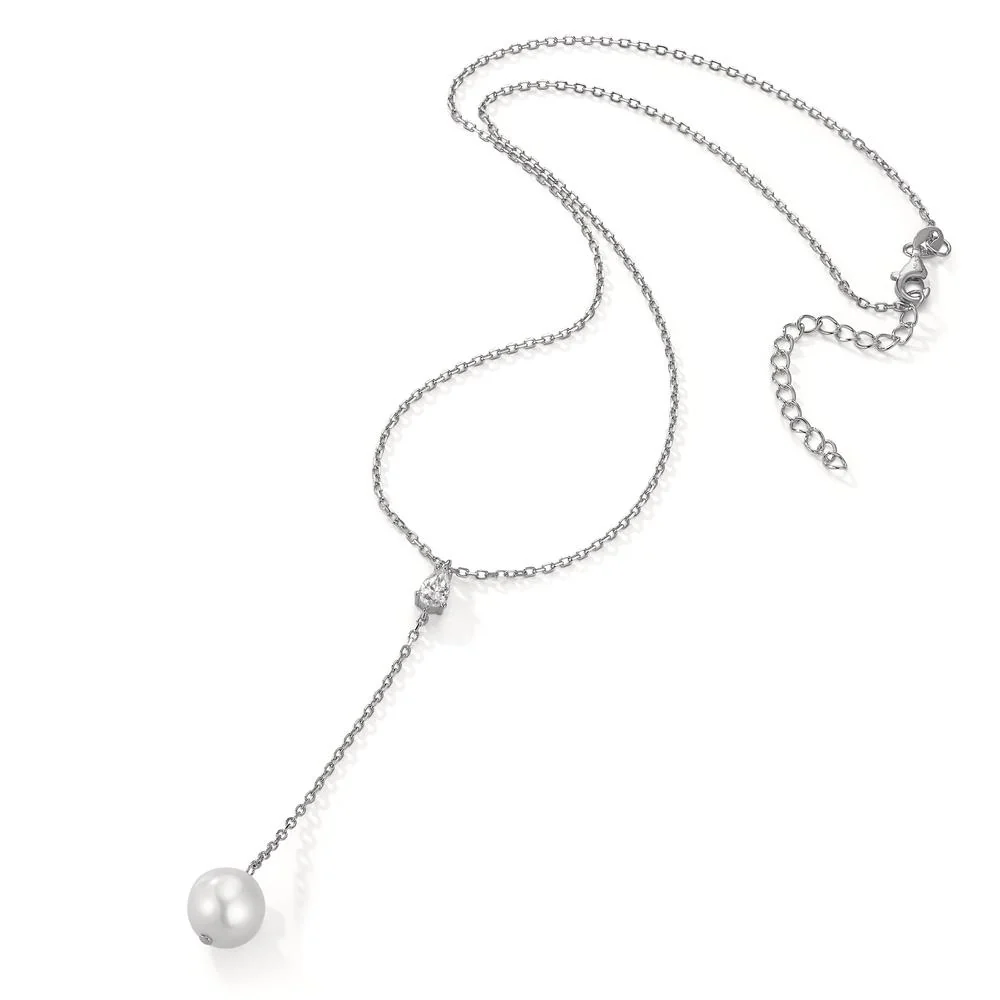 Collana Argento Zirconia rodiato Perla coltivata d'acqua dolce bianco, 11 mm 40-45 cm - Image 2