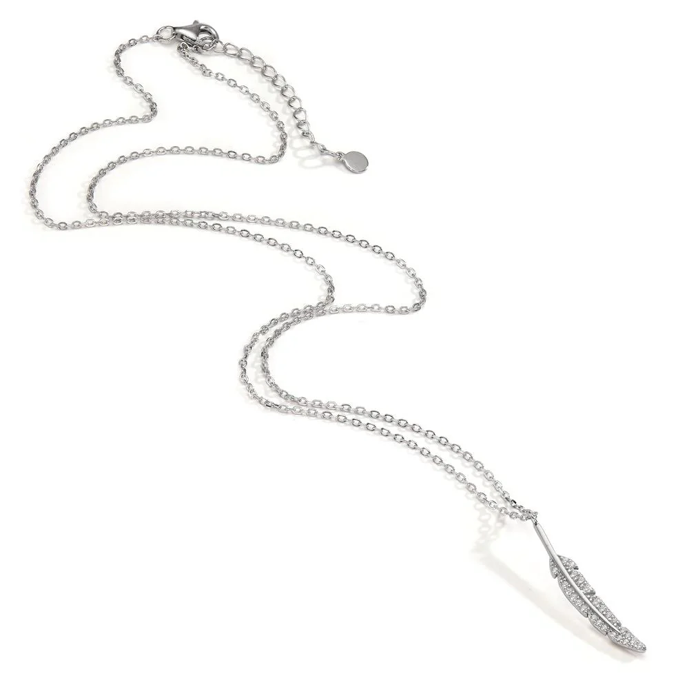 Collana Argento Zirconia rodiato Piuma 42-45 cm - Image 2