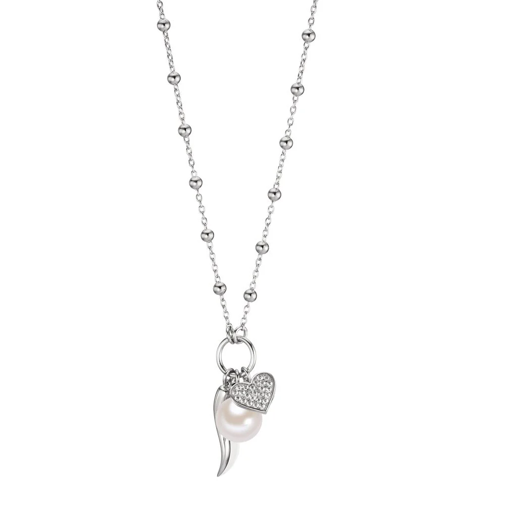 Collana Argento Zirconia rodiato [shining Pearls], 8.5 mm 40-45 cm