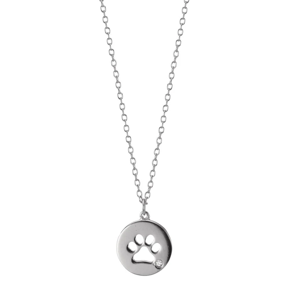 Collana Argento Zirconia rodiato Zampa 38-42 cm