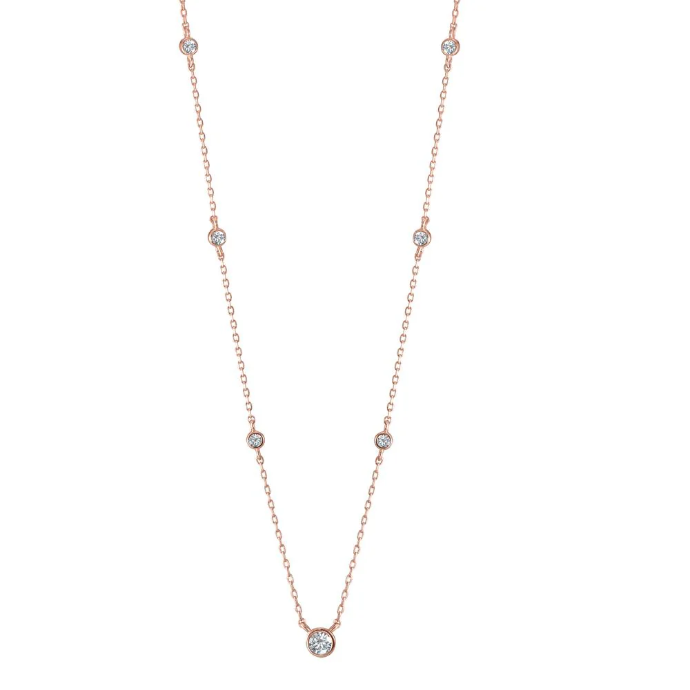 Collana Argento Zirconia rosa dorato 35-40 cm