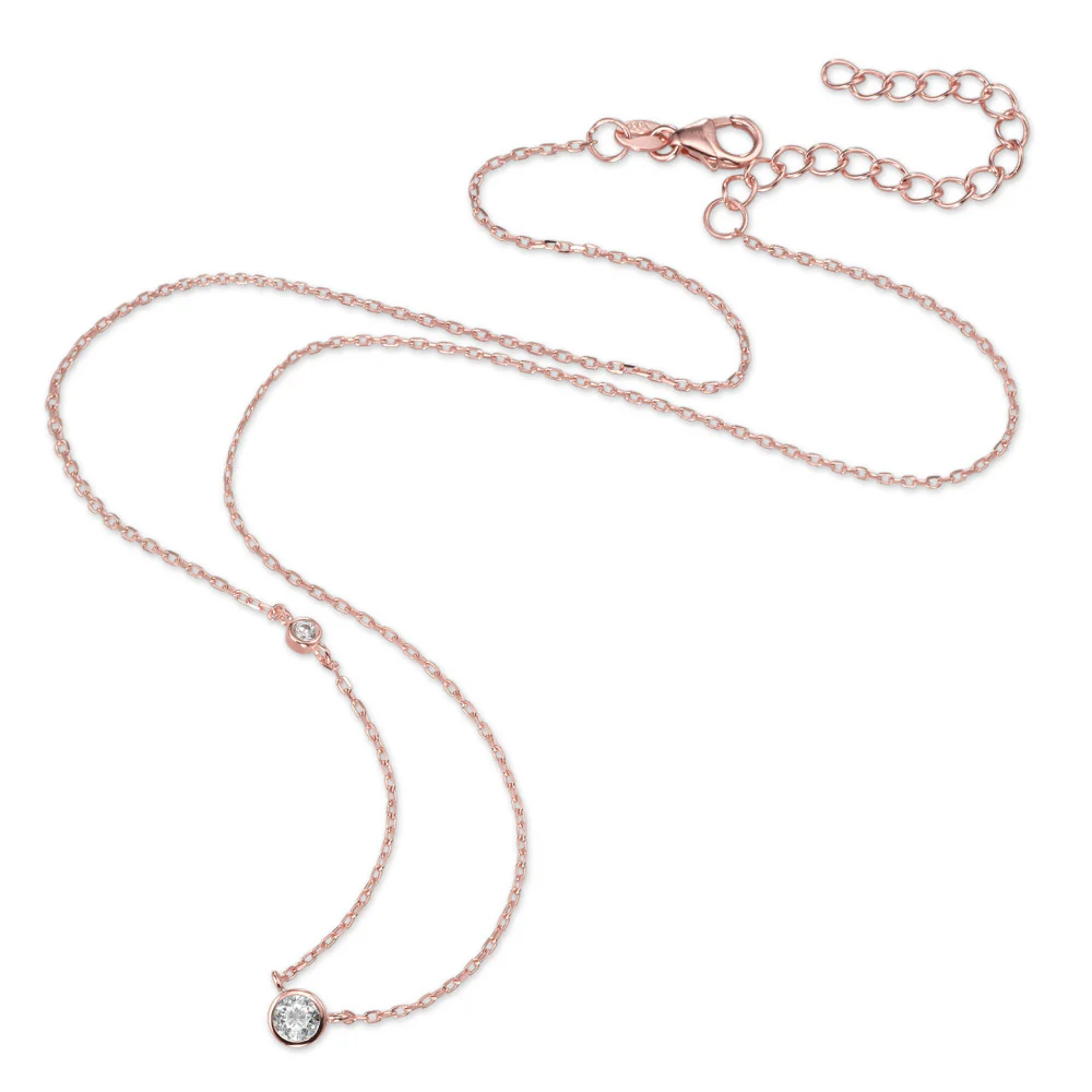 Collana Argento Zirconia rosa dorato 40-45 cm - Image 2