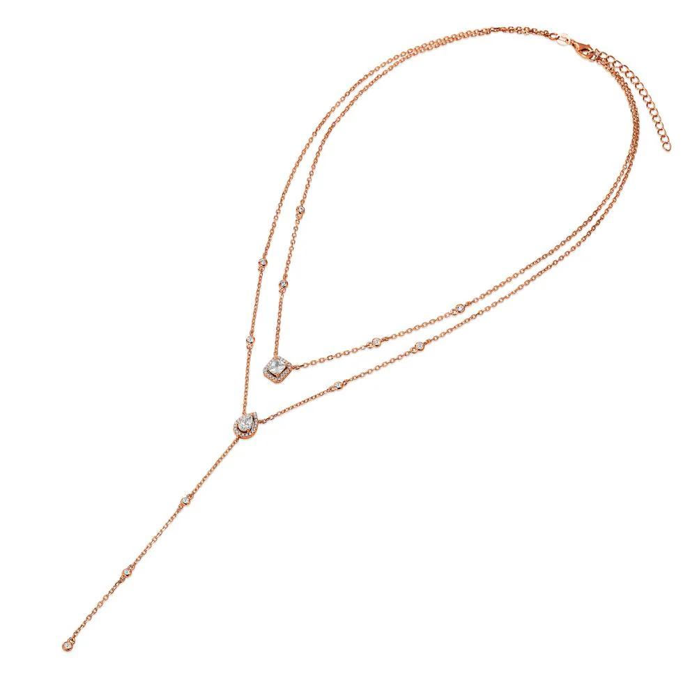 Collana Argento Zirconia rosa dorato 40-45 cm - Image 2