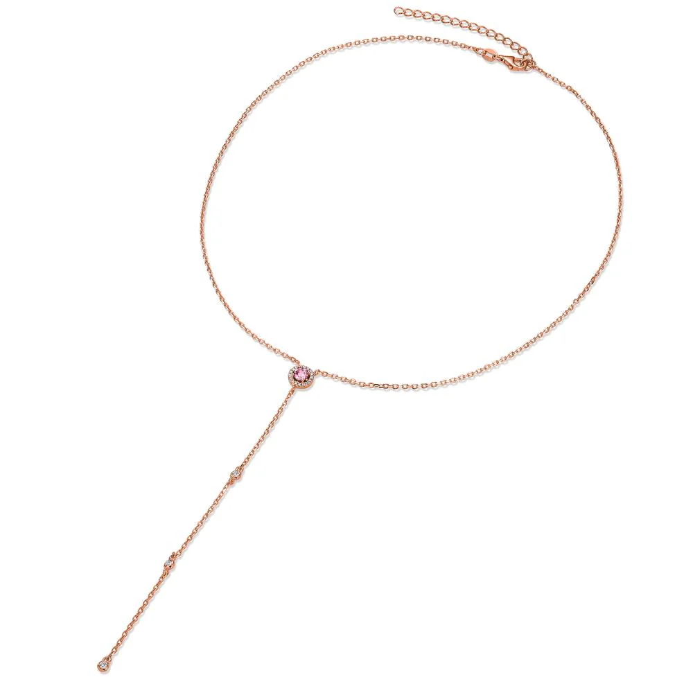 Collana Argento Zirconia rosa dorato 40-45 cm - Image 2